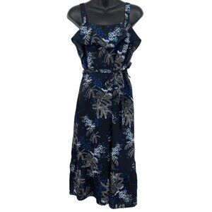 Banana Republic Women Dress Size 2 Shift Midi Ruffle Blue Black Floral NWT New